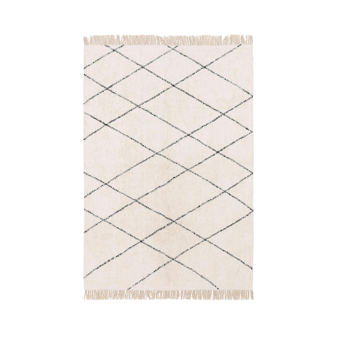 benuta Waschbarer Baumwollteppich Naomi Cream zickzack 60006918-62101