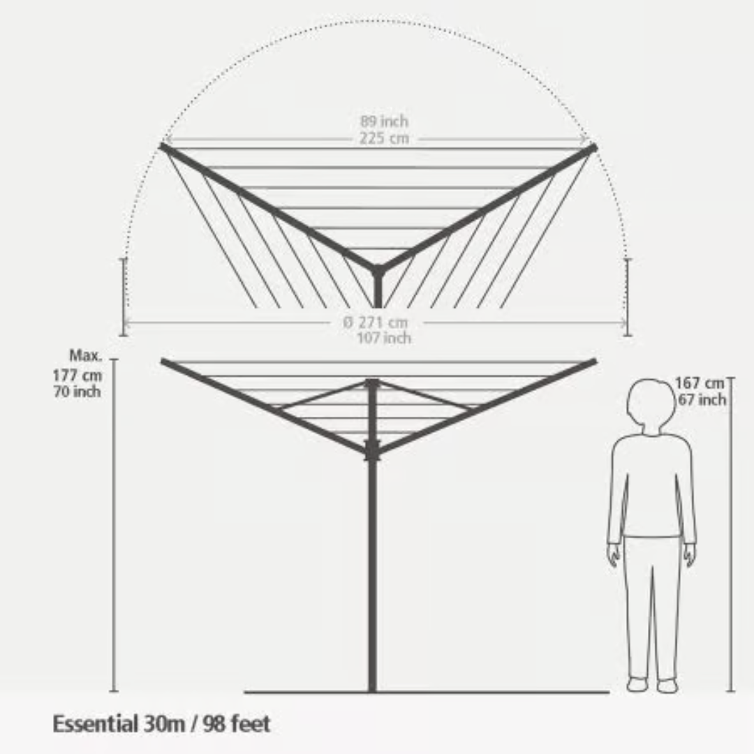 16-16965_Brabantia_Wäschespinne Essential 30m – 3 Arme_4 16-16965_Brabantia_Wäschespinne Essential 30m – 3 Arme_4