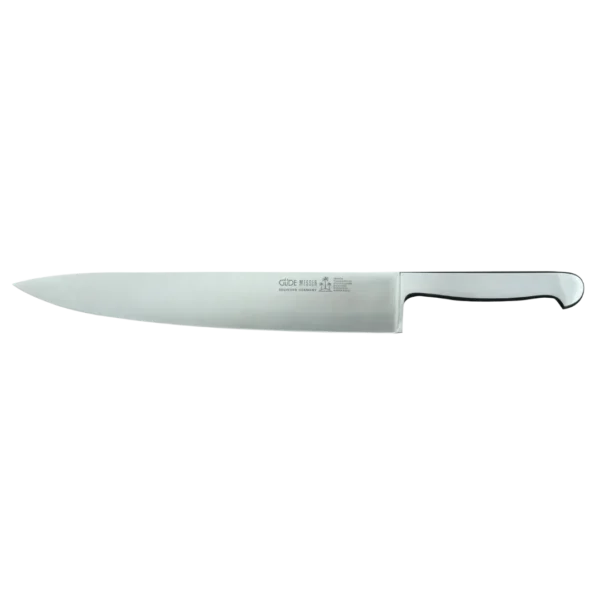 Ein Bild aus dem Taiga Store von taiga.green. Ein langes Küchenmesser aus rostfreiem Stahl mit einer glatten, scharfen Klinge und einem schlanken, ergonomischen Griff, fotografiert auf einem schlichten weißen Hintergrund. Jetzt bestellen im Eco Shop von www.taiga.green. Hier nachhaltig einkaufen mit dem Taiga Eco Rating