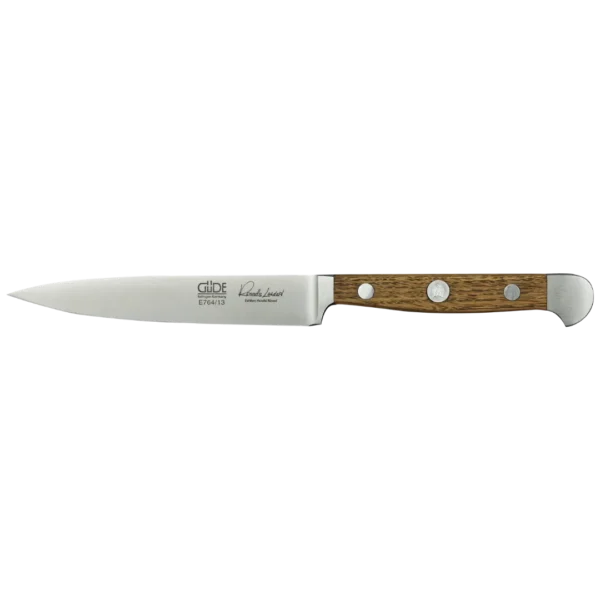 Ein Bild aus dem Taiga Store von taiga.green. Ein Schälmesser aus rostfreiem Stahl mit gerader Klinge und einem Holzgriff, der mit drei Metallnieten versehen ist. Jetzt bestellen im Eco Shop von www.taiga.green. Hier nachhaltig einkaufen mit dem Taiga Eco Rating